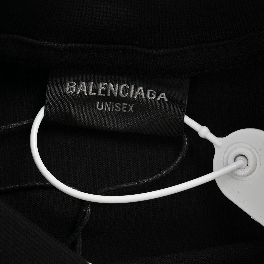 Camiseta Balenciaga con logo 'BB' agrietado (negra)