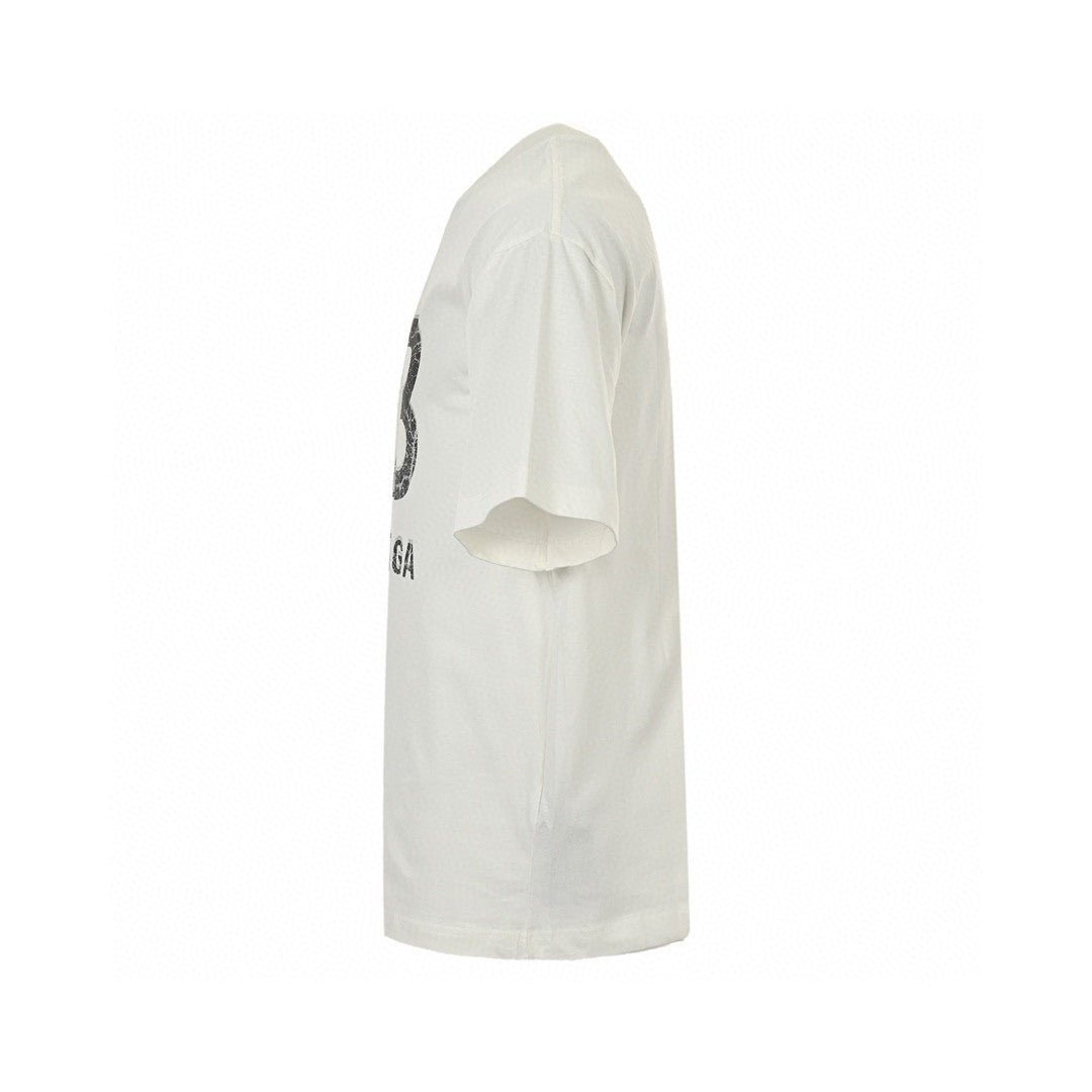 Balenciaga Cracked 'bb' Logo T-shirt (white) Unisex Streetwear Limited Edition - The Balenciaga Cracked 'BB' Logo T-Shirt in white is a stylish and modern addition to
