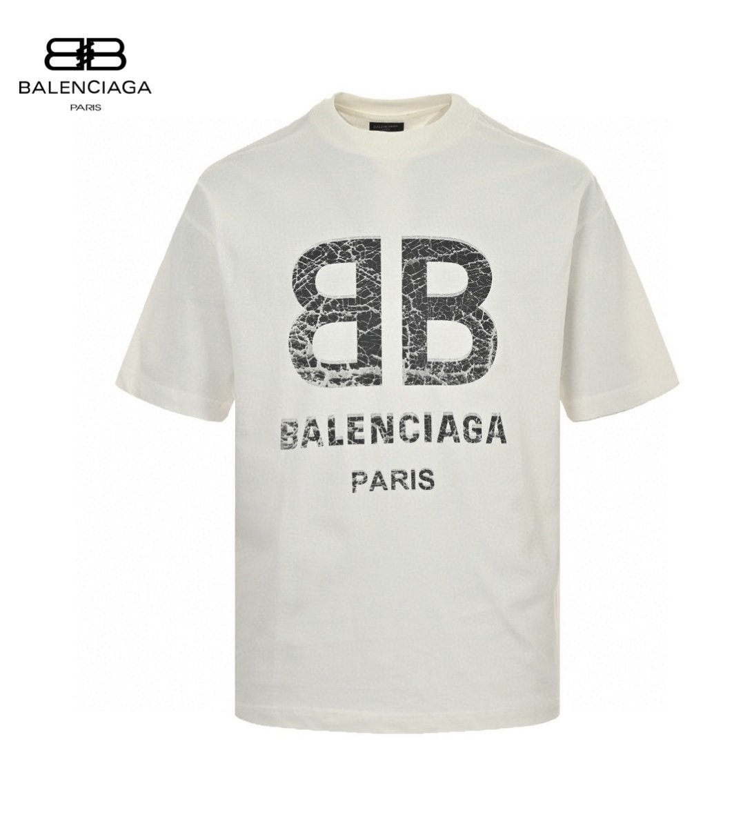 Balenciaga Cracked Logo T-shirt (white) Unisex Streetwear Limited Edition - The Balenciaga Cracked Logo T-Shirt in white is a bold and unique piece for any