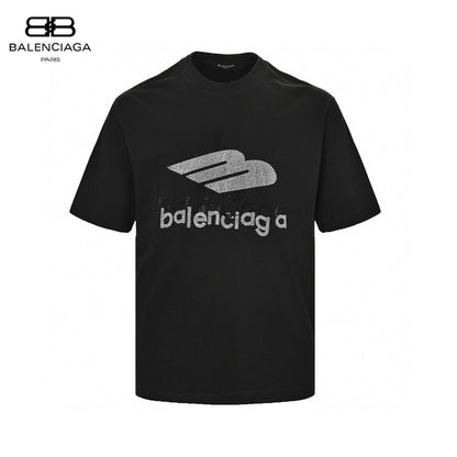Balenciaga Crystal Logo T-shirt In - Black Unisex Streetwear Limited Edition - The Balenciaga Crystal Logo T-Shirt in black is a stylish and luxurious addition to any