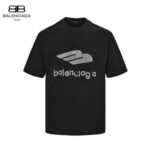 Balenciaga Crystal Logo T-shirt In - Black Unisex Streetwear Limited Edition - The Balenciaga Crystal Logo T-Shirt in black is a stylish and luxurious addition to any