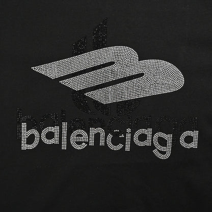 Camiseta Balenciaga con logo de cristal en negro