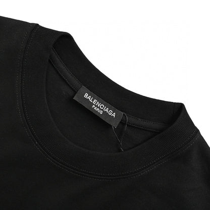 Balenciaga Crystal Logo T-shirt In - Black Unisex Streetwear Limited Edition - The Balenciaga Crystal Logo T-Shirt in black is a sleek and refined addition to any