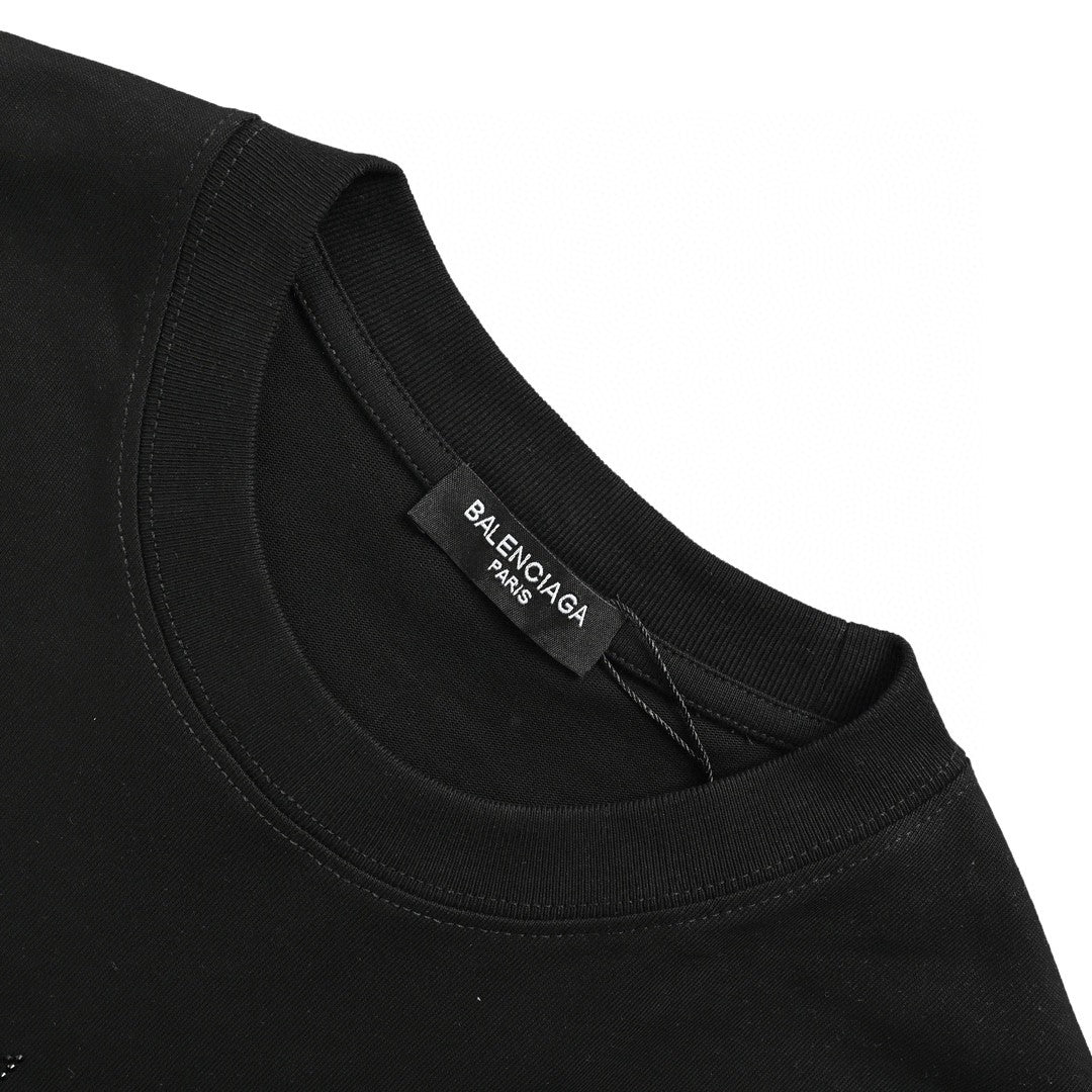 Balenciaga Crystal Logo T-shirt In - Black Unisex Streetwear Limited Edition - The Balenciaga Crystal Logo T-Shirt in black is a stylish and luxurious addition to any