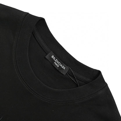 Balenciaga Crystal Logo T-shirt In - Black Unisex Streetwear Limited Edition - The Balenciaga Crystal Logo T-Shirt in black is a stylish and luxurious addition to any