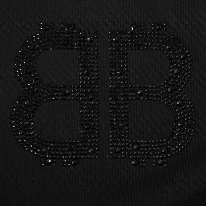 Camiseta Balenciaga con logo de cristal en negro