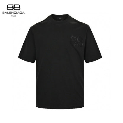 Balenciaga Crystal Logo T-shirt In - Black Unisex Streetwear Limited Edition - The Balenciaga Crystal Logo T-Shirt in black is a sleek and refined addition to any