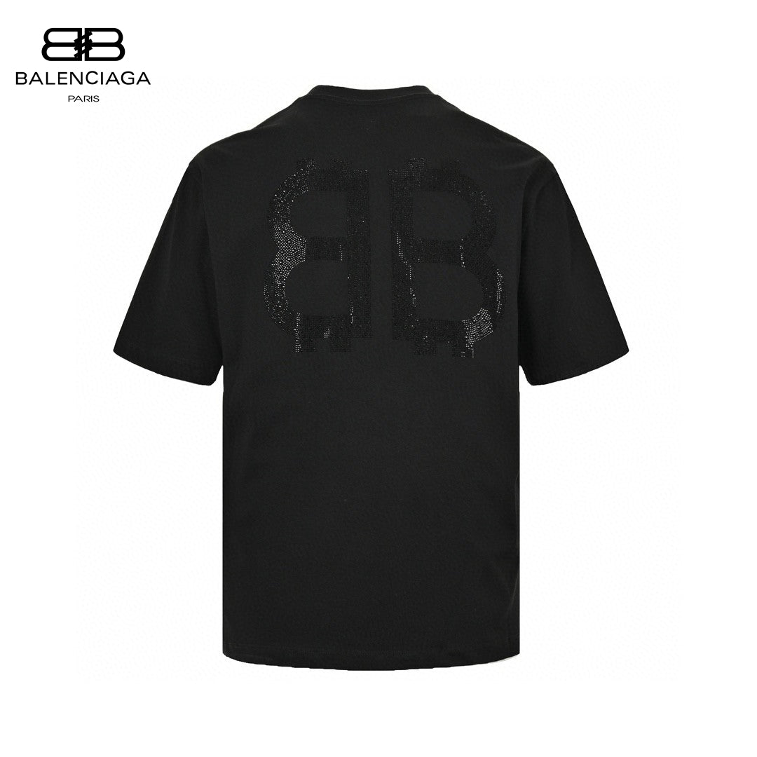 Balenciaga Crystal Logo T-shirt In - Black Unisex Streetwear Limited Edition - The Balenciaga Crystal Logo T-Shirt in black is a sleek and refined addition to any