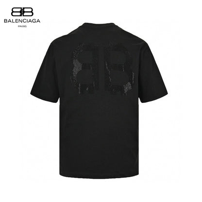 Balenciaga Crystal Logo T-shirt In - Black Unisex Streetwear Limited Edition - The Balenciaga Crystal Logo T-Shirt in black is a sleek and refined addition to any