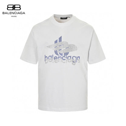 Balenciaga Crystal Logo T-shirt In - White Unisex Streetwear Limited Edition - The Balenciaga Crystal Logo T-Shirt in white is a luxurious and eye-catching piece that exemplifies