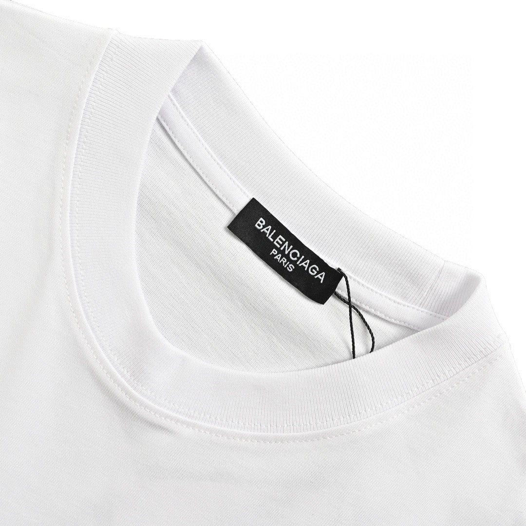 Balenciaga Crystal Logo T-shirt In - White Unisex Streetwear Limited Edition - The Balenciaga Crystal Logo T-Shirt in white is a luxurious and eye-catching piece that exemplifies