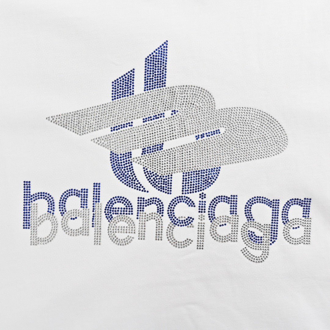 Camiseta Balenciaga con logo de cristal en blanco