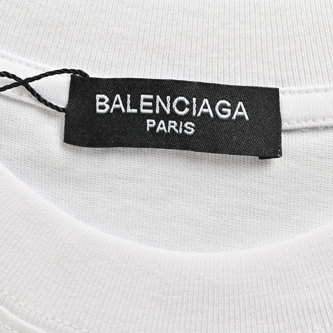 Camiseta Balenciaga con logo de cristal en blanco