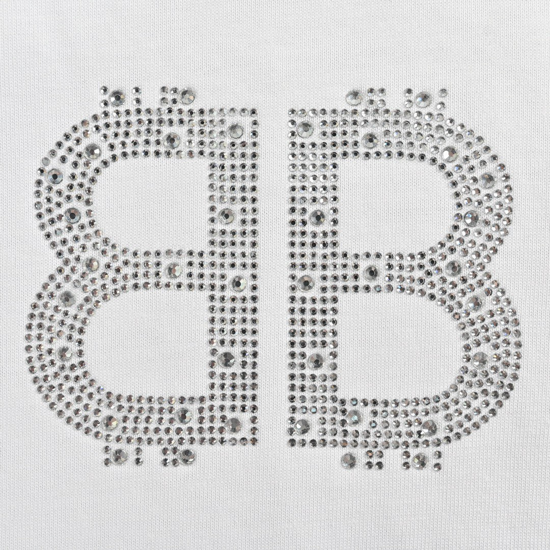 Camiseta Balenciaga con logo de cristal en blanco