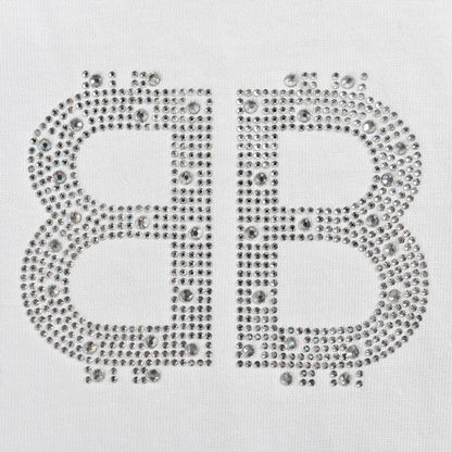 Camiseta Balenciaga con logo de cristal en blanco