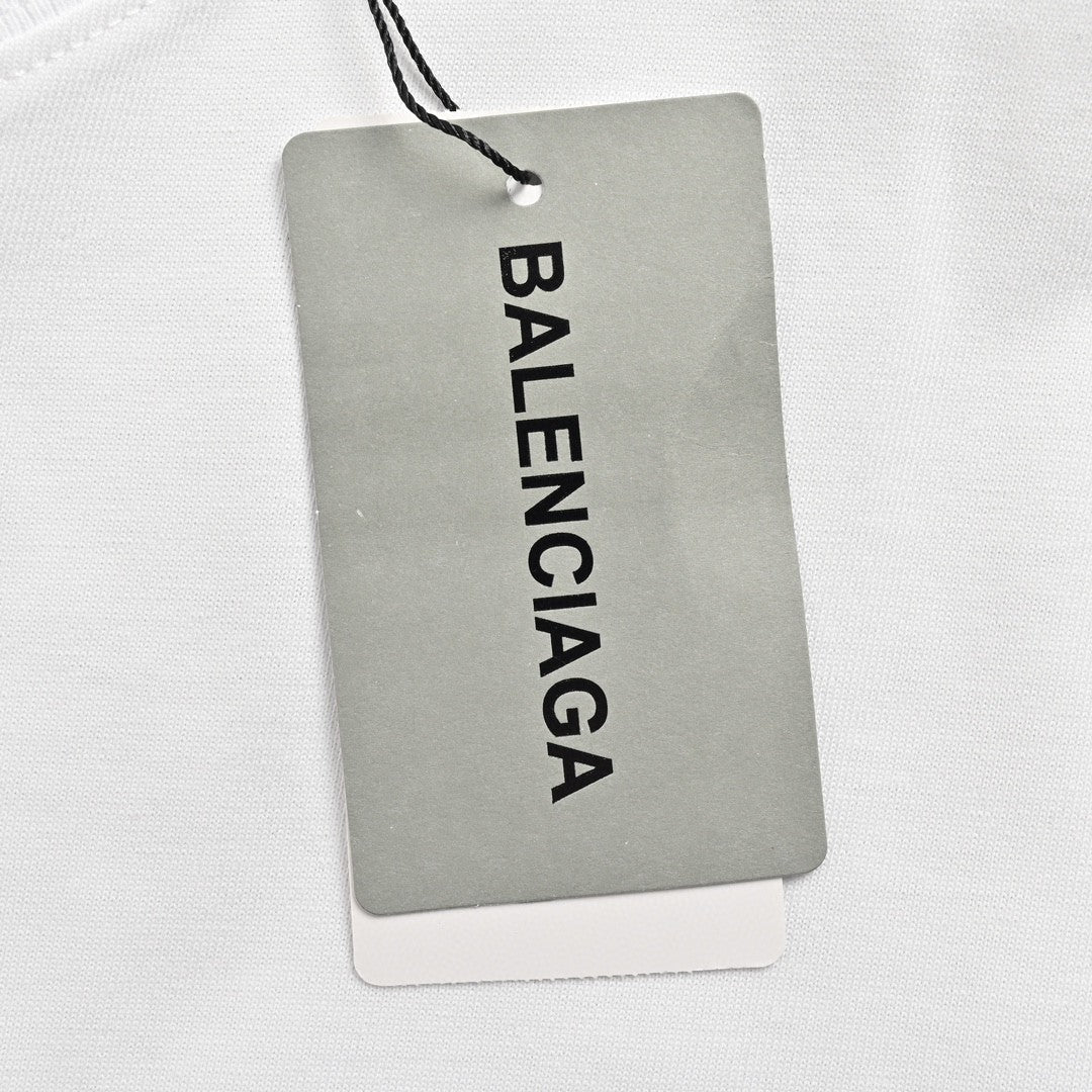 Camiseta Balenciaga con logo de cristal en blanco