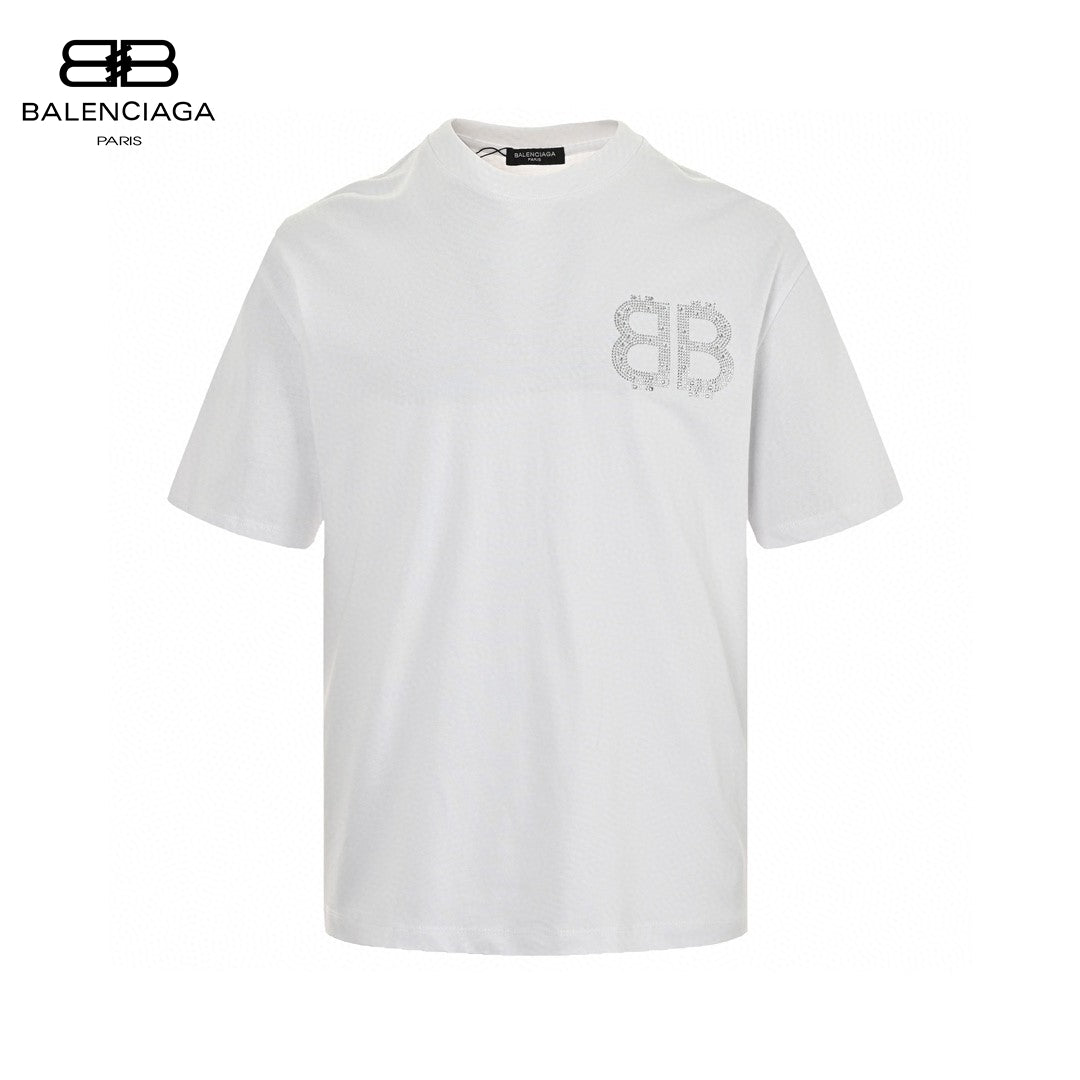 Balenciaga Crystal Logo T-shirt In - White Unisex Streetwear Limited Edition - The Balenciaga Crystal Logo T-Shirt in white is a timeless and sophisticated piece for any