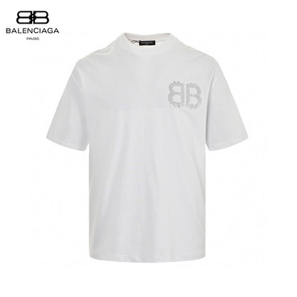 Balenciaga Crystal Logo T-shirt In - White Unisex Streetwear Limited Edition - The Balenciaga Crystal Logo T-Shirt in white is a timeless and sophisticated piece for any