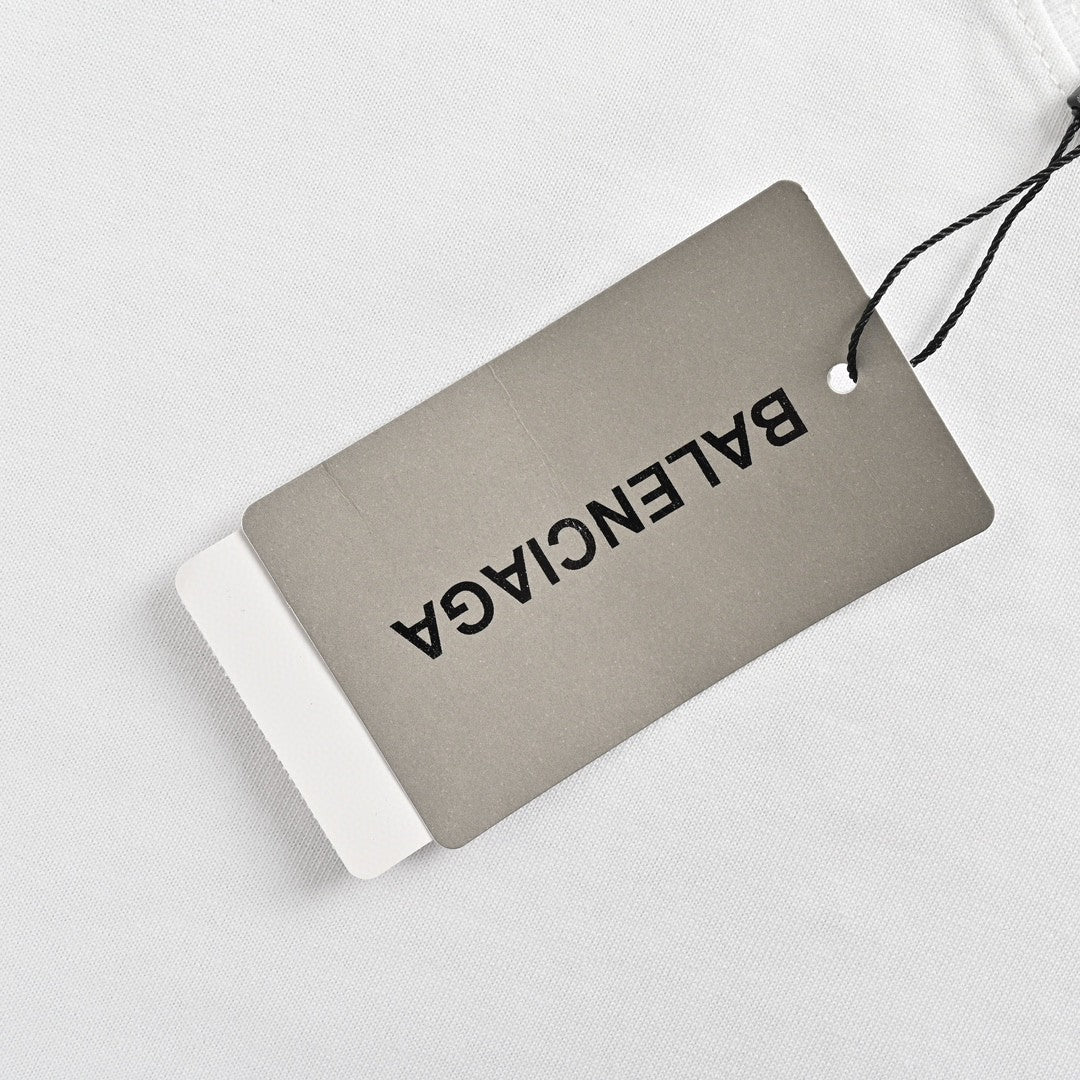 Camiseta Balenciaga con logo de cristal en blanco