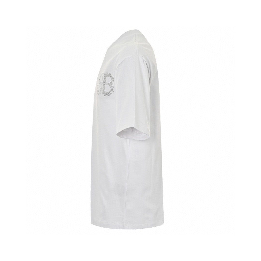 Balenciaga Crystal Logo T-shirt In - White Unisex Streetwear Limited Edition - The Balenciaga Crystal Logo T-Shirt in white is a timeless and sophisticated piece for any