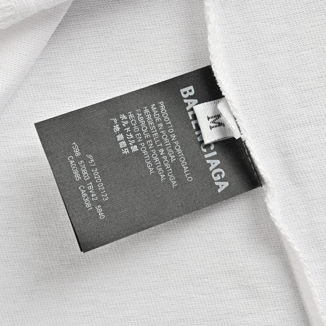Camiseta Balenciaga con logo de cristal en blanco