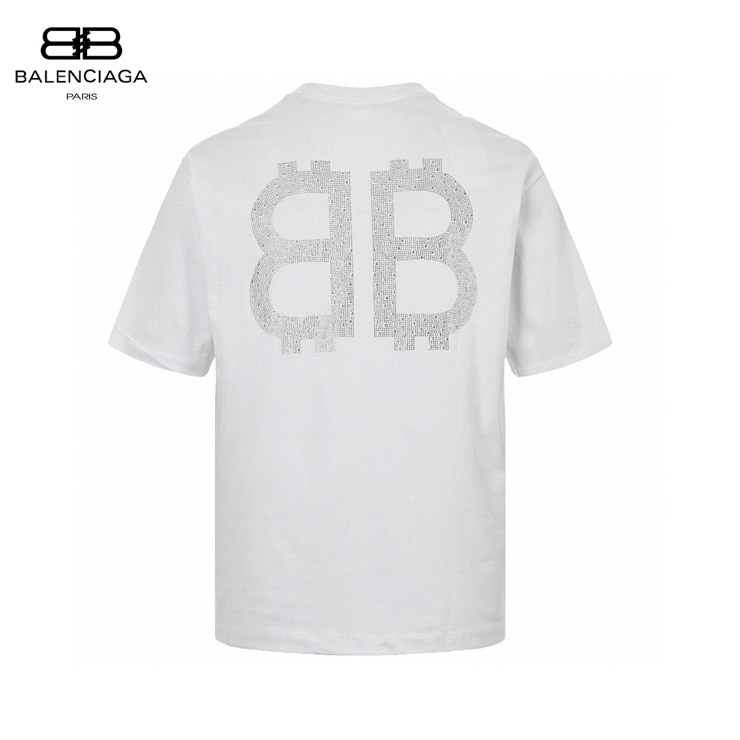 Balenciaga Crystal Logo T-shirt In - White Unisex Streetwear Limited Edition - The Balenciaga Crystal Logo T-Shirt in white is a timeless and sophisticated piece for any
