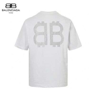 Balenciaga Crystal Logo T-shirt In - White Unisex Streetwear Limited Edition - The Balenciaga Crystal Logo T-Shirt in white is a timeless and sophisticated piece for any