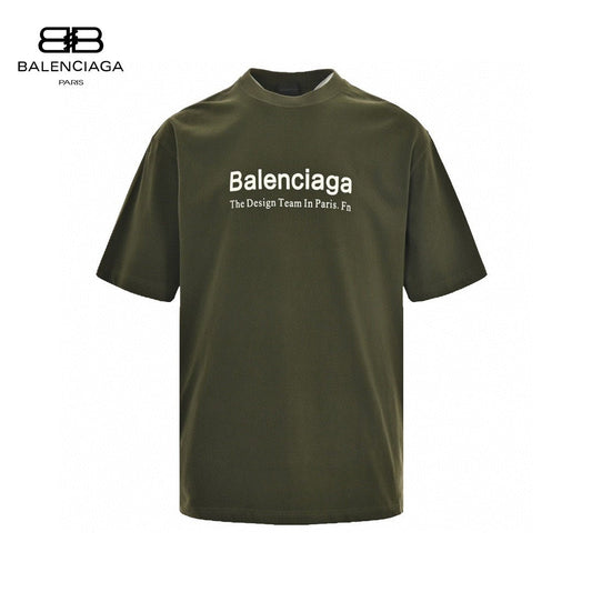 Balenciaga Design Team T-shirt (olive Green) Unisex Streetwear Limited Edition - <span>This olive green Balenciaga t-shirt showcases a clean and straightforward design. The front features white