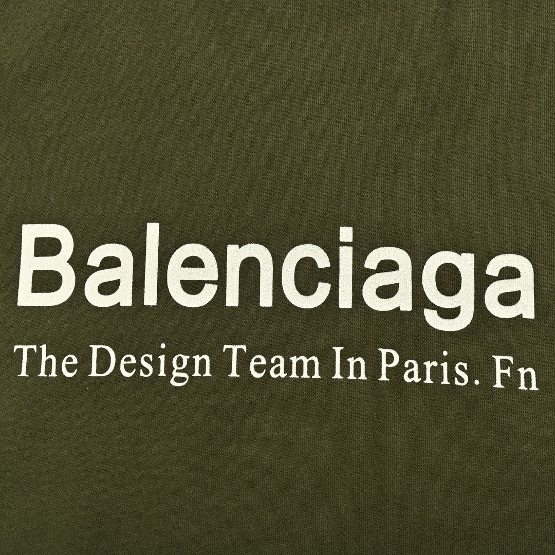 Balenciaga Design Team T-shirt (olive Green) Unisex Streetwear Limited Edition - <span>This olive green Balenciaga t-shirt showcases a clean and straightforward design. The front features white