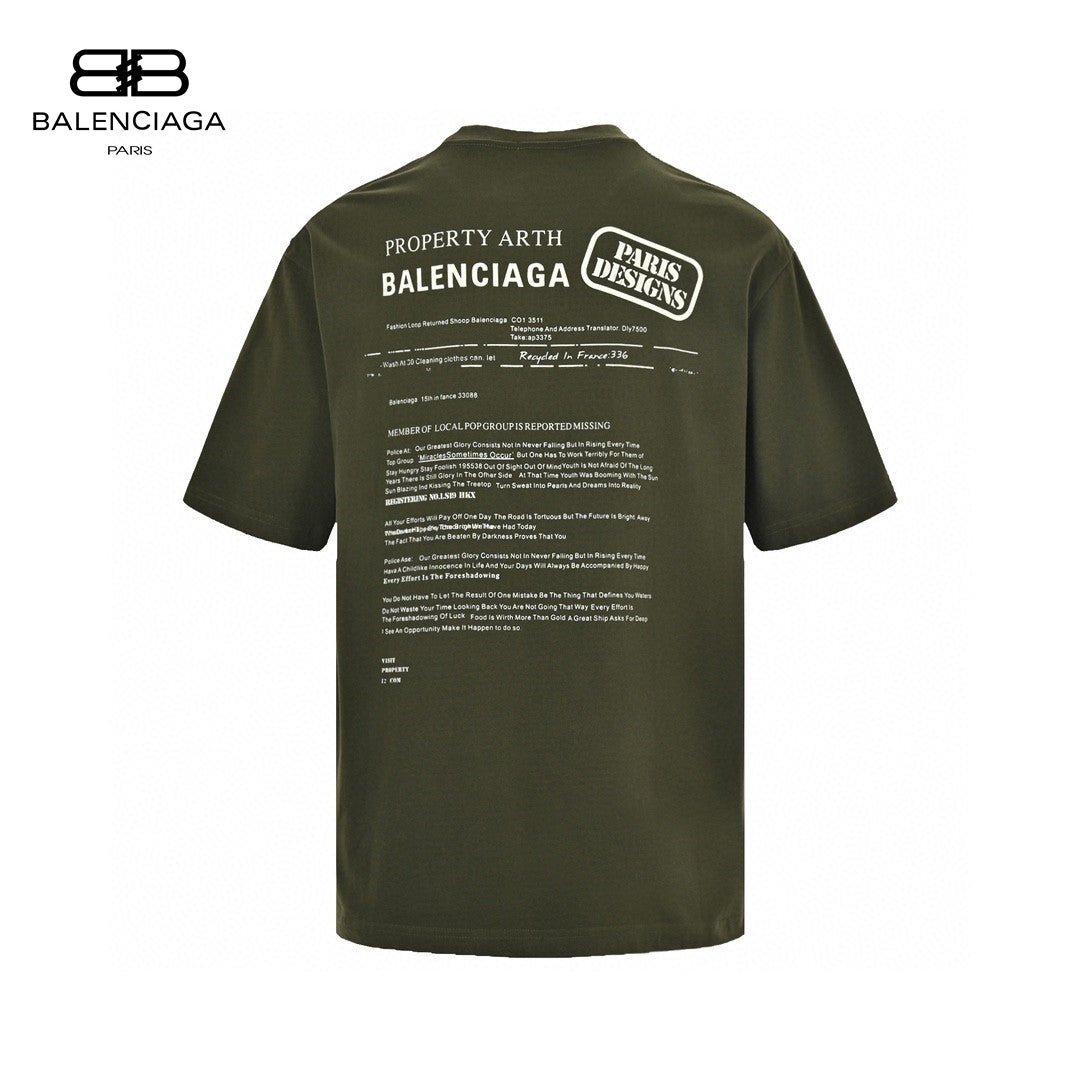 Camiseta del equipo de diseño de Balenciaga (verde oliva)