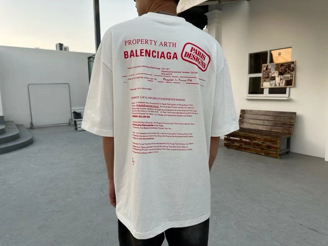 Camiseta del equipo de diseño de Balenciaga (blanca)