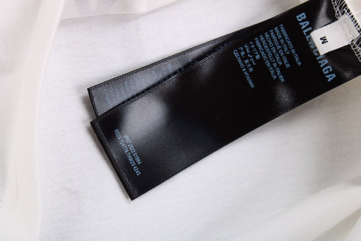 CAMISETA CON NOMBRE DEL DISEÑADOR BALENCIAGA, BLANCA