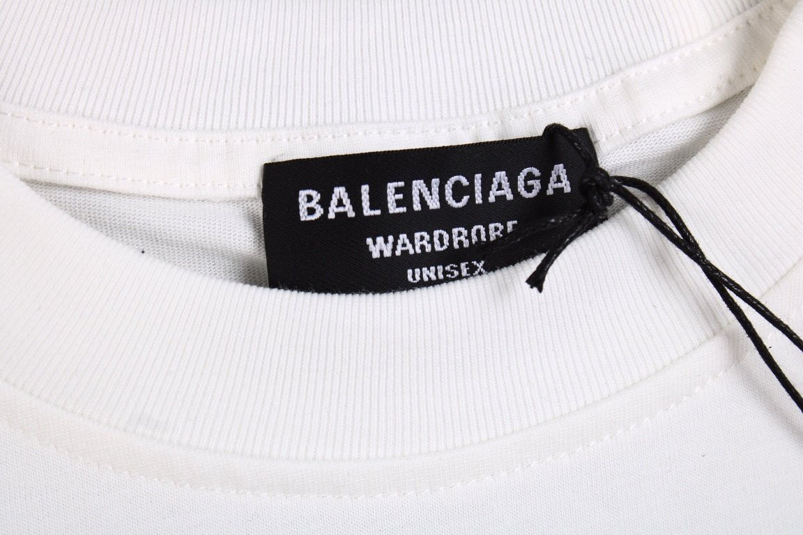 CAMISETA CON NOMBRE DEL DISEÑADOR BALENCIAGA, BLANCA