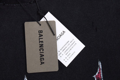 BALENCIAGA Devil's Eiffel Tower Graphic T-shirt - Black Unisex Streetwear Limited Edition - The BALENCIAGA DEVIL'S EIFFEL TOWER GRAPHIC T-SHIRT BLACK - REPLICA combines luxury fashion with a