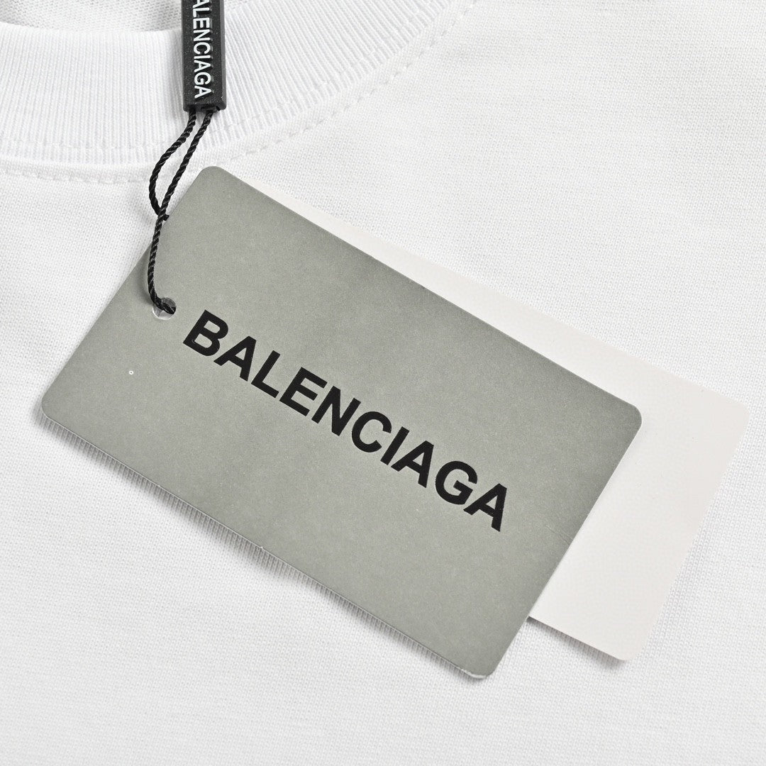 Balenciaga Distorted Logo T-shirt - White Unisex Streetwear Limited Edition - <span>This Balenciaga t-shirt features a clean white design with a unique, distorted logo print across