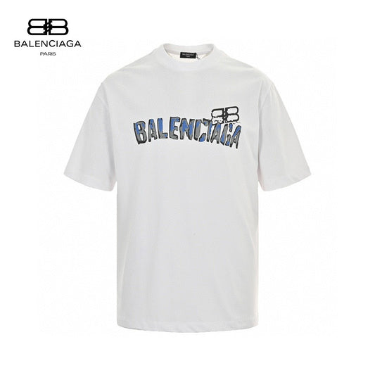 Balenciaga Distorted Logo T-shirt - White Unisex Streetwear Limited Edition - <span>This Balenciaga t-shirt features a clean white design with a unique, distorted logo print across