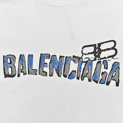Balenciaga Distorted Logo T-shirt - White Unisex Streetwear Limited Edition - <span>This Balenciaga t-shirt features a clean white design with a unique, distorted logo print across