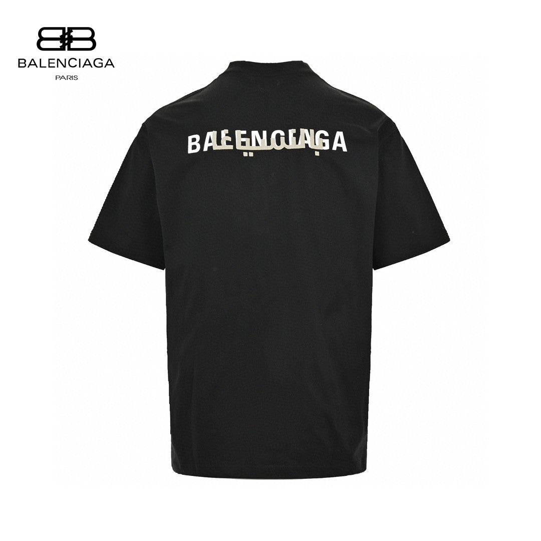 Balenciaga Distorted Logo T-shirt (black) Unisex Streetwear Limited Edition - This black Balenciaga T-shirt showcases a unique distorted logo on the back, bringing a modern