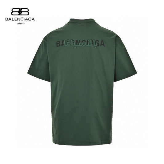 Balenciaga Distorted Logo T-shirt (green) Unisex Streetwear Limited Edition - This green Balenciaga T-shirt features a distinctive distorted logo on the back, adding a modern
