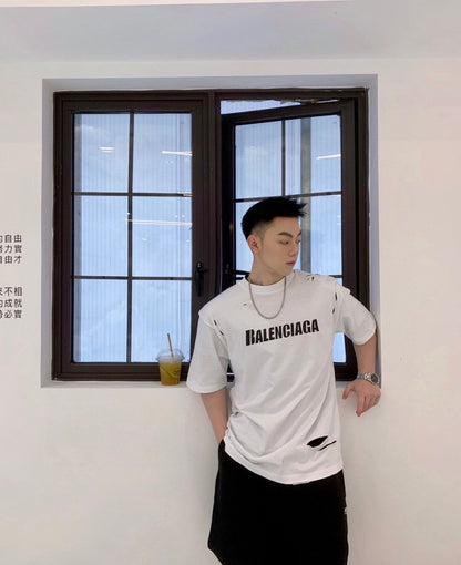 Camiseta con logo desgastado de Balenciaga
