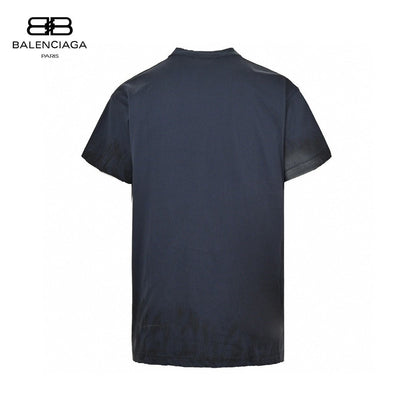 Balenciaga Distressed Logo T-shirt - Navy Unisex Streetwear Limited Edition - This Balenciaga t-shirt features a minimalist logo design on the front, set against a distressed