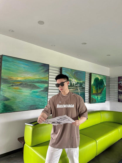 Camiseta con logo desgastado de Balenciaga