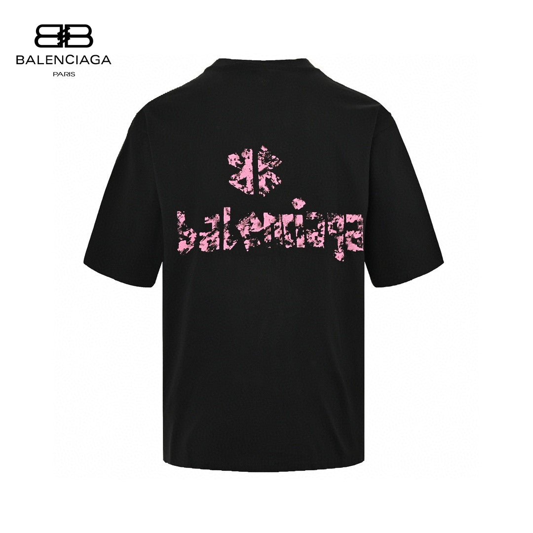 Camiseta Balenciaga con logo desgastado en negro