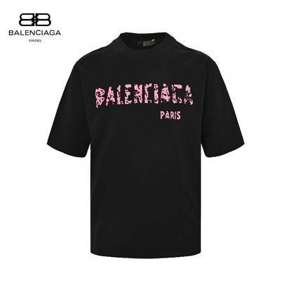Balenciaga Distressed Logo T-shirt In - Black Unisex Streetwear Limited Edition - The Balenciaga Distressed Logo T-Shirt in black offers a striking addition to your casual attire.