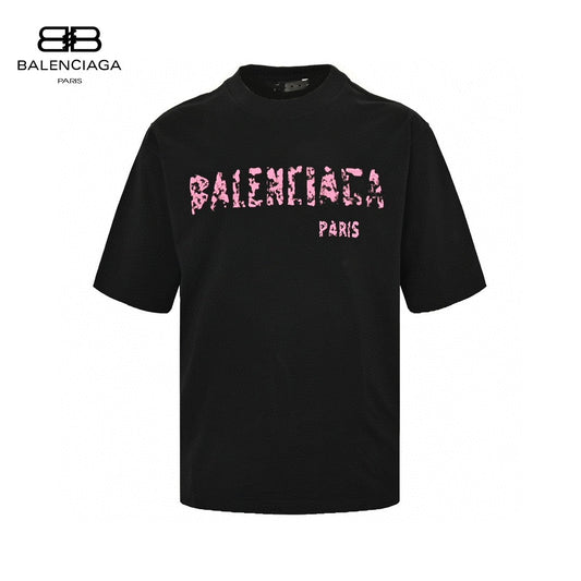 Balenciaga Distressed Logo T-shirt In - Black Unisex Streetwear Limited Edition - The Balenciaga Distressed Logo T-Shirt in black offers a striking addition to your casual attire.