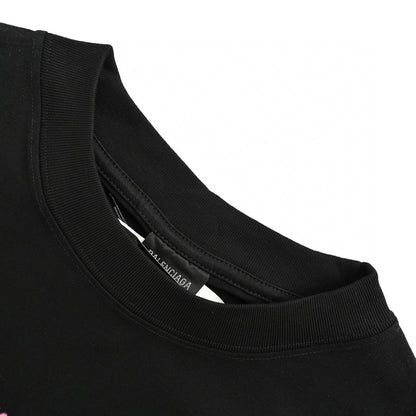 Balenciaga Distressed Logo T-shirt In - Black Unisex Streetwear Limited Edition - The Balenciaga Distressed Logo T-Shirt in black offers a striking addition to your casual attire.