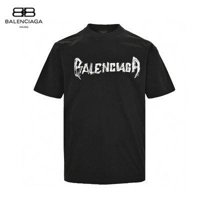 Balenciaga Distressed Logo T-shirt In - Black Unisex Streetwear Limited Edition - The Balenciaga Distressed Logo T-Shirt in black features a bold and edgy design, perfect for