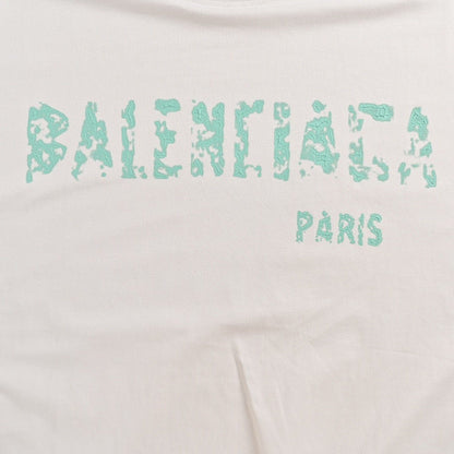 Camiseta Balenciaga con logo desgastado en blanco