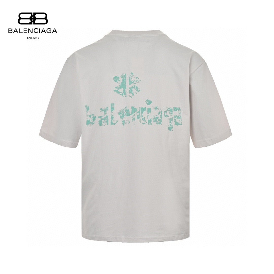 Camiseta Balenciaga con logo desgastado en blanco