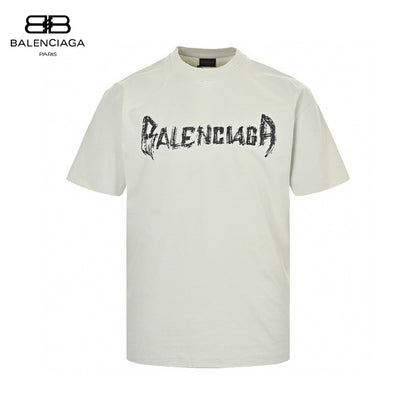 Balenciaga Distressed Logo T-shirt In - White Unisex Streetwear Limited Edition - The Balenciaga Distressed Logo T-Shirt in white offers a bold and edgy take on the